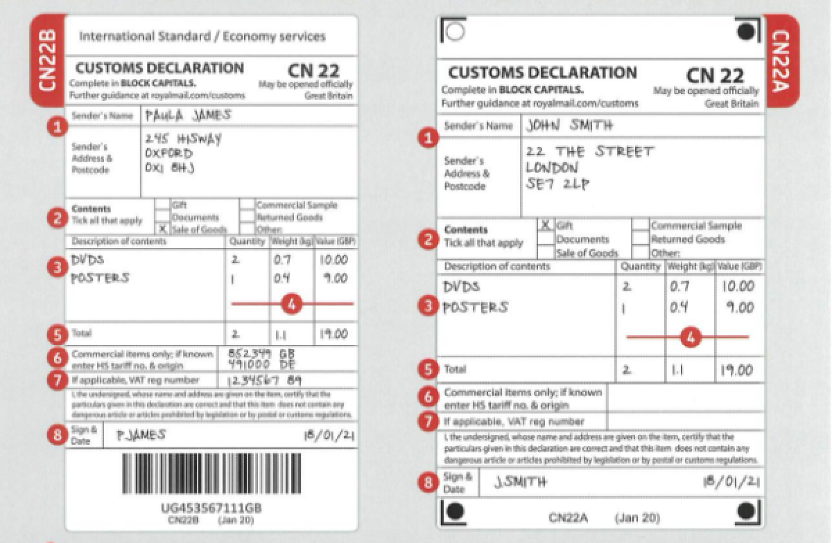 Processing mail to Ireland TARIC code issues and 'getting customs