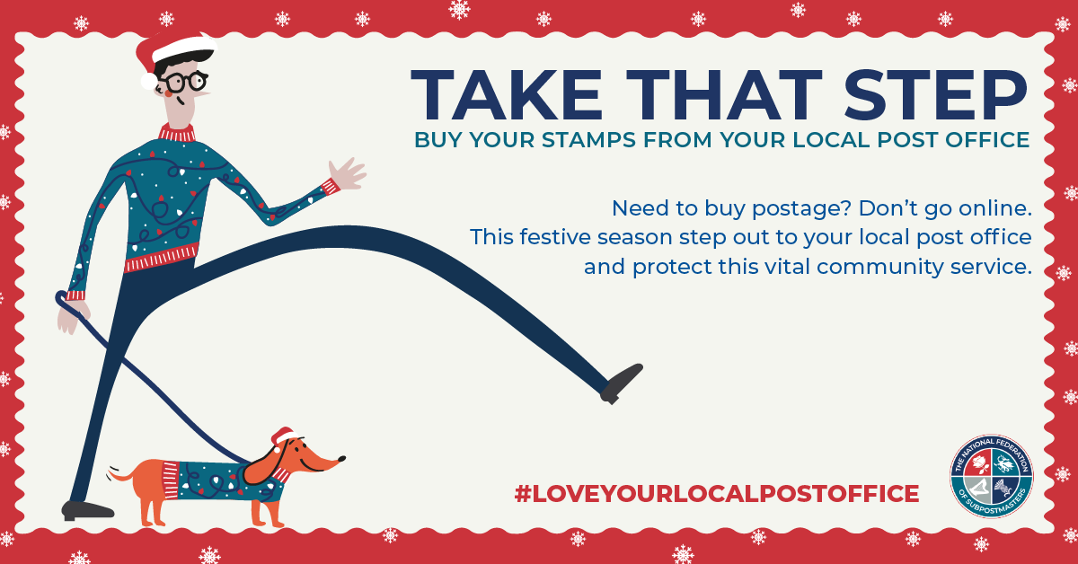 TAKE THAT STEP: Buy your stamps at your local post office